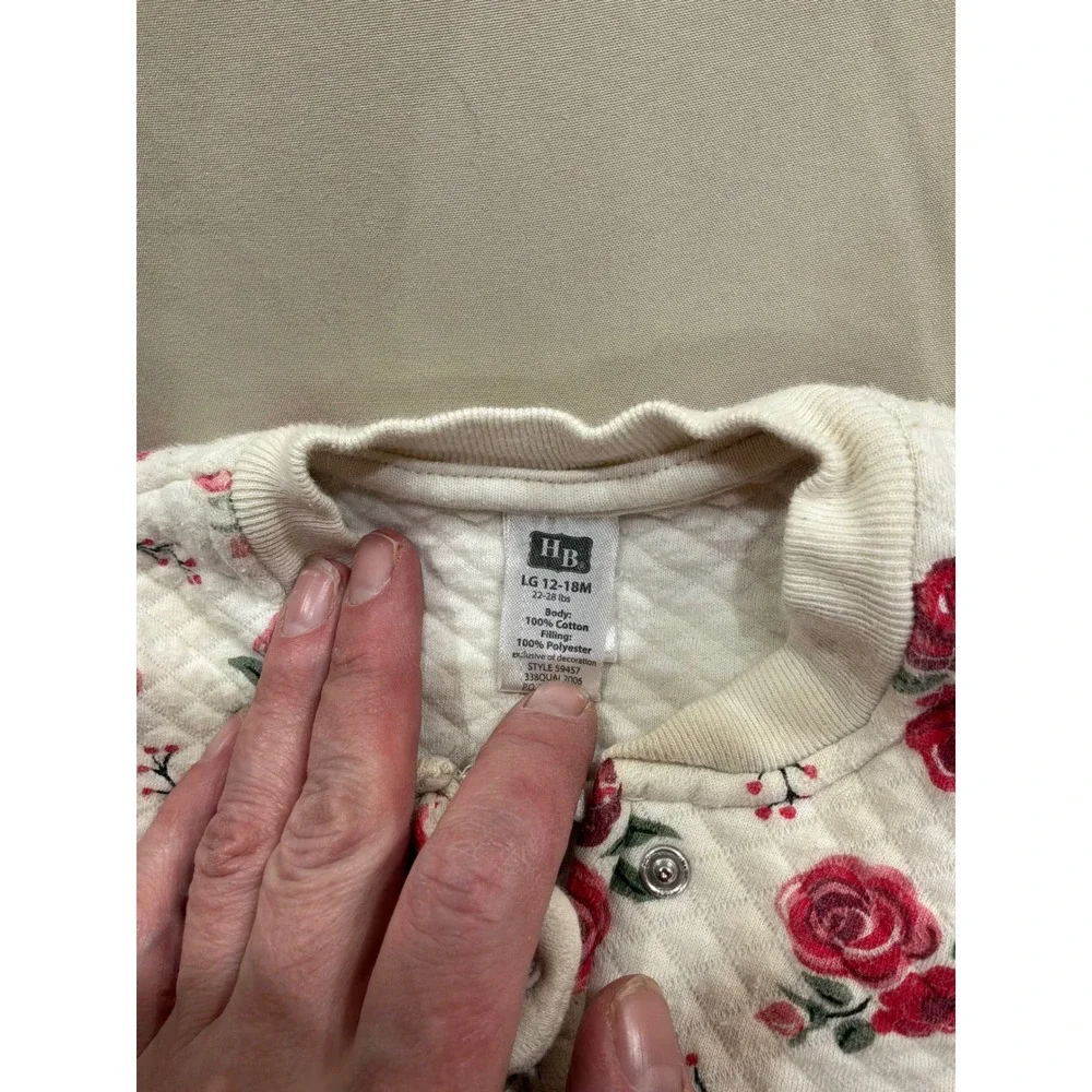 Hanna Andersson Quilted Sleep Sack Floral‎ Rose Wearable Blanket 12-18M 59457